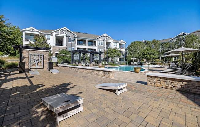 exterior pool and seating