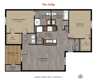 2 beds, 2 baths, 1,078 sqft, $1,795