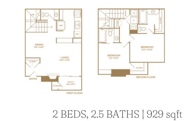 2 beds, 2.5 baths, 929 sqft, $1,430