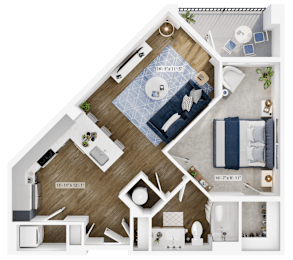 1 bed, 1 bath, 733 sqft, $1,459