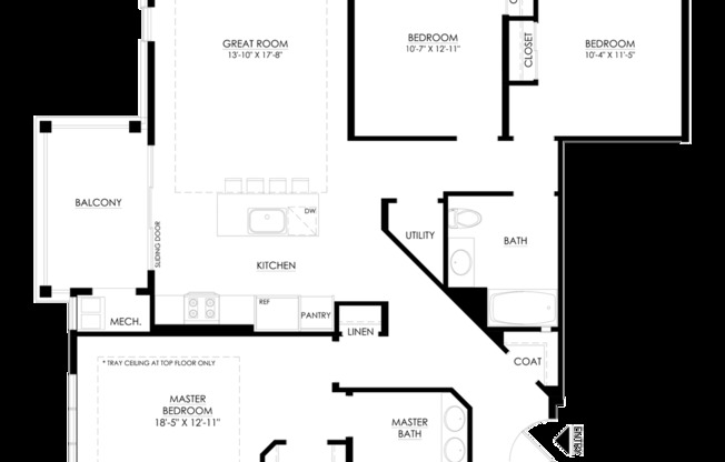 3 beds, 2 baths, 1,414 sqft, $3,736, Unit 7301