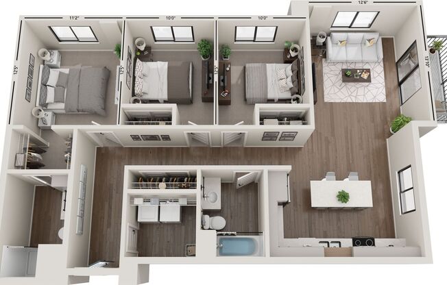 3 beds, 2 baths, 1,270 sqft, $1,820, Unit 327