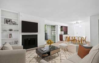 a living room with a couch and a coffee table