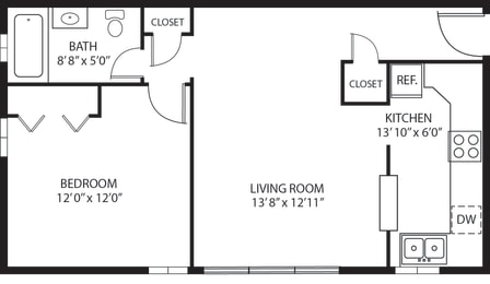 1 bed, 1 bath, 550 sqft, $1,185