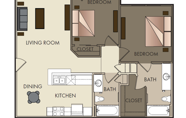 2 beds, 2 baths, 978 sqft, $1,515