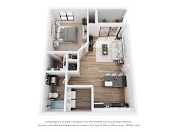 1 bed, 1 bath, 561 sqft, $1,119