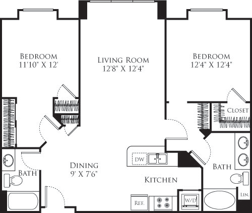 2 beds, 2 baths, 1,100 sqft, $3,418, Unit 143