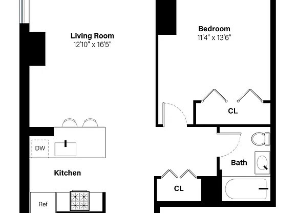 1 bed, 1 bath, $4,395, Unit 12C