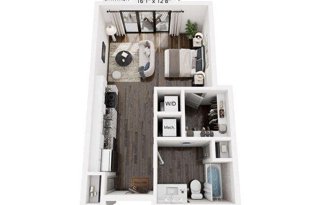 Studio, 1 bath, 524 sqft, $1,480