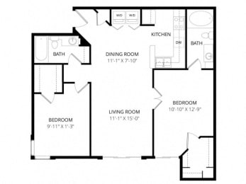 2 beds, 2 baths, 903 sqft, $1,320