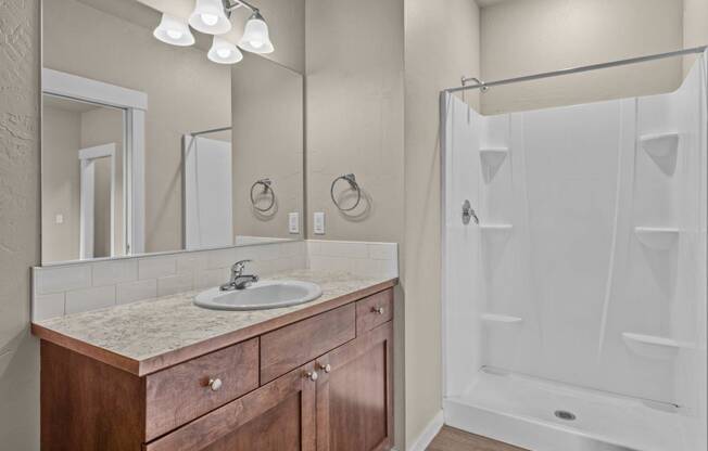 Dakota Flats Apartments in Spokane, Washington Bathroom with Walk-In Shower