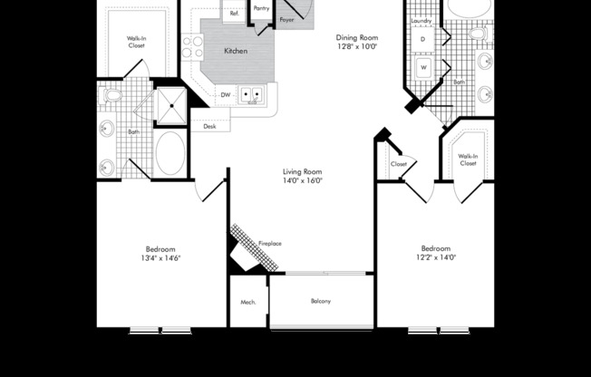 2 beds, 2 baths, 1,200 sqft, $1,946, Unit 334