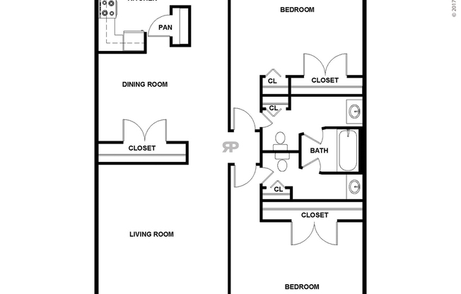 2 beds, 1.5 baths, 979 sqft, $825