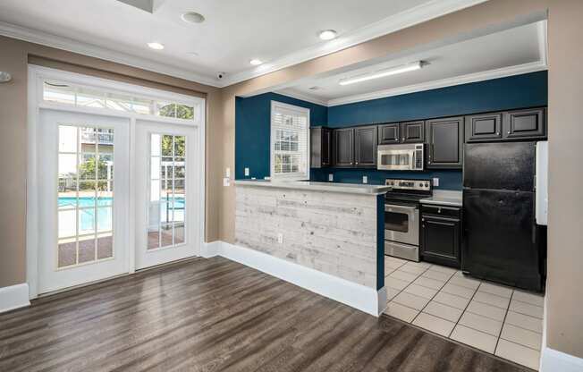 Clubhouse Kitchen at Abberly Woods Apartment Homes, Charlotte