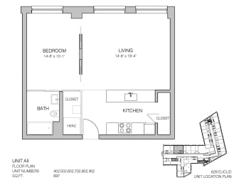 1 bed, 1 bath, 697 sqft, $1,155