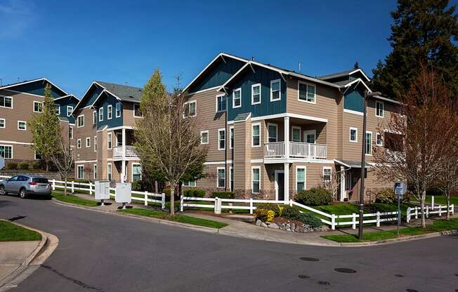 Fence Lined Street at Westview Heights Apartments, Oregon, 97229