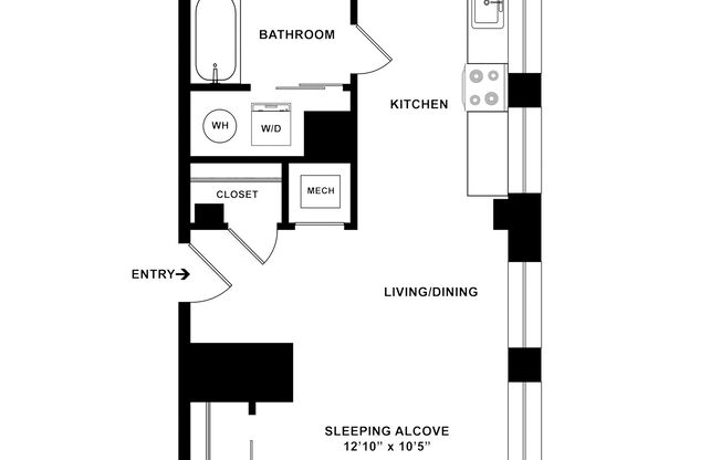 Studio, 1 bath, 472 sqft, $2,120, Unit H-419