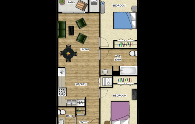 2 beds, 1.5 baths, 872 sqft, $1,750, Unit 108