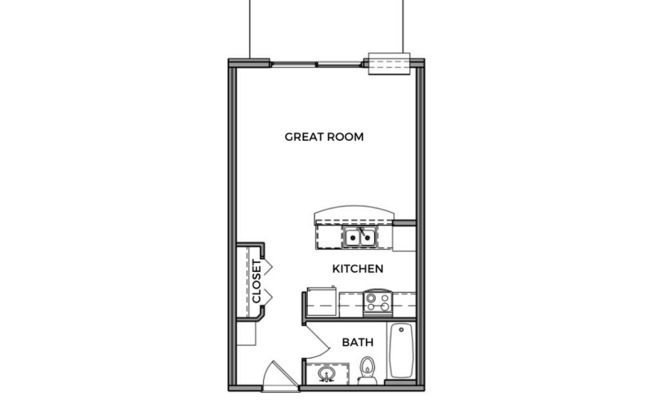 Studio, 1 bath, 450 sqft, $1,075, Unit 614