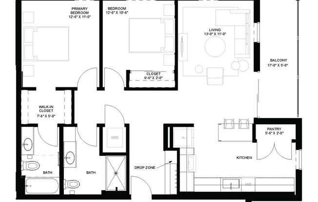 2 beds, 2 baths, 1,016 sqft, $2,550, Unit 502