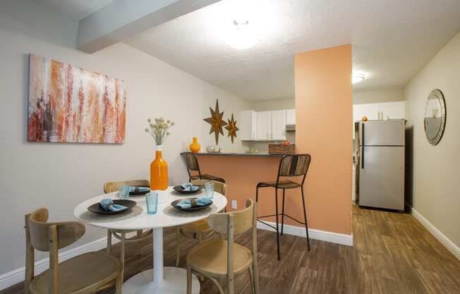 Dining area at Villas de la Terraza Apartments in Albuquerque NM October 2020