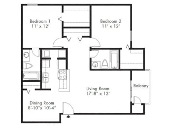 2 beds, 2 baths, 929 sqft, $1,299