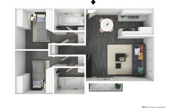 2 beds, 2 baths, 895 sqft, $1,998, Unit 108