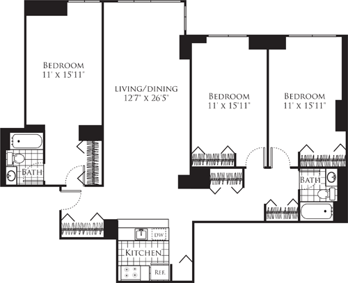 3 beds, 2 baths, 1,592 sqft, $12,750, Unit 2A