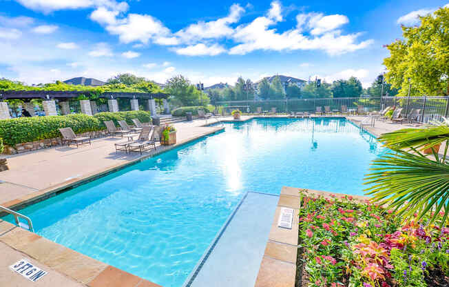 Sparkling swimming pol at Cypress Lake at Stonebriar in Frisco, TX!