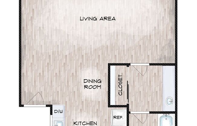 Studio, 1 bath, 463 sqft, $1,019, Unit 313