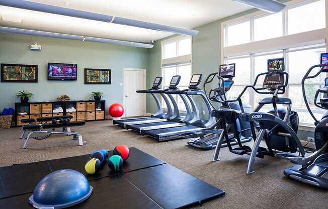 fitness room at The Commons Weymouth during a sunny day