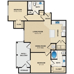 2 beds, 2 baths, 1,042 sqft, $2,206