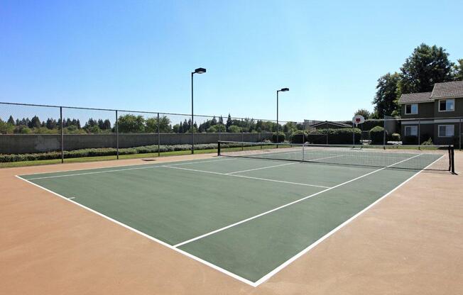 We have a lighted tennis court at Sierra Meadows