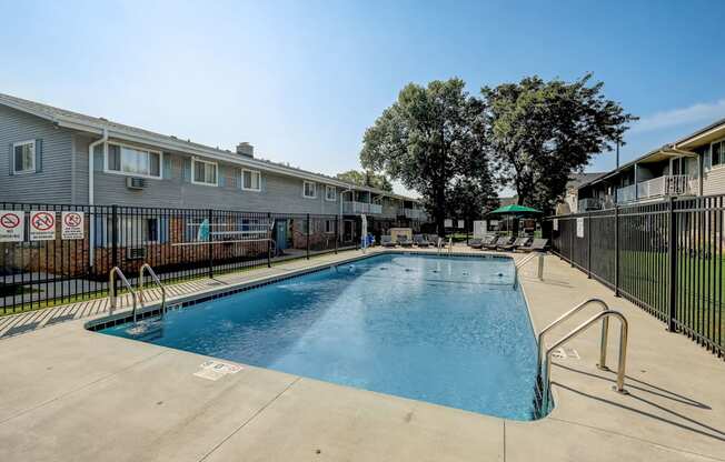 our apartments have a resort style pool with a fenced in yard