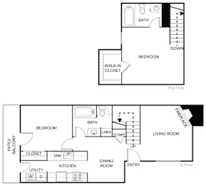 2 beds, 2 baths, 1,006 sqft, $1,515