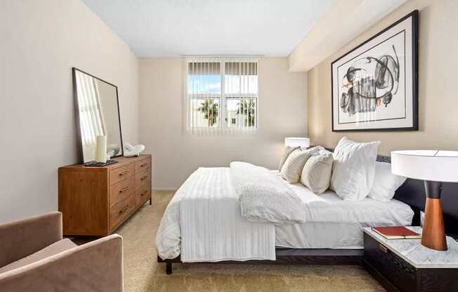 Comfortable Bedroom at Towers at Costa Verde Apartments, San Diego, CA