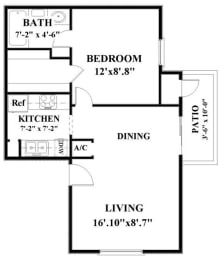 1 bed, 1 bath, 625 sqft, $909