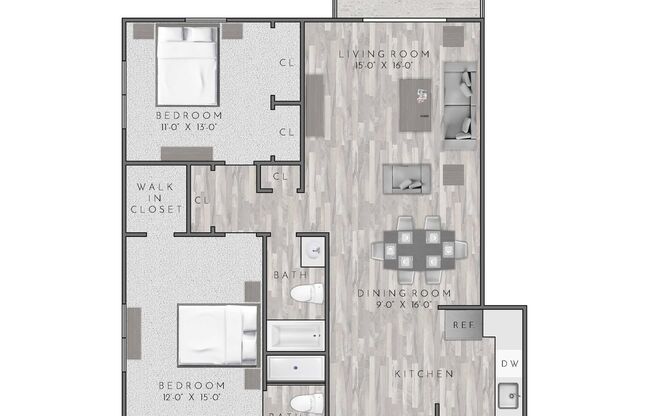 2 beds, 2 baths, 1,100 sqft, $2,715