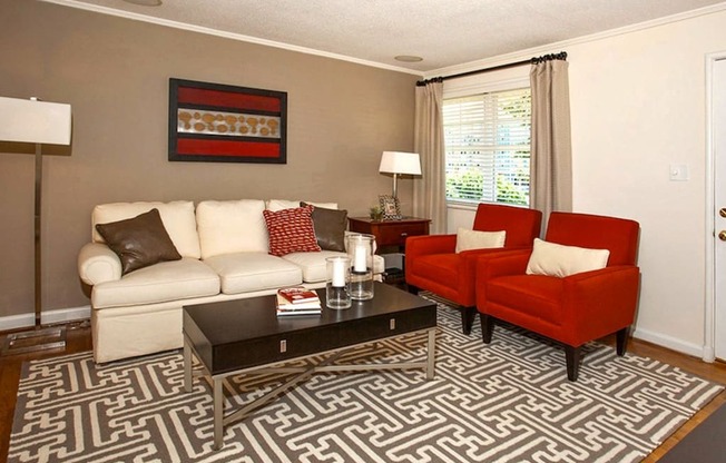 Modern Living Room at Glen Lennox Apartments, Chapel Hill, NC, 27514