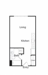 Studio, 1 bath, 448 sqft, $1,448