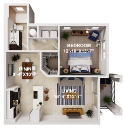 1 bed, 1 bath, 797 sqft, $2,216