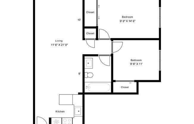 2 beds, 1 bath, 650 sqft, $1,375, Unit 26