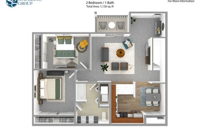 2 beds, 1 bath, 1,130 sqft, $1,435, Unit 214