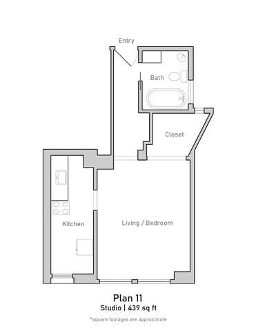 Studio, 1 bath, 444 sqft, $1,795