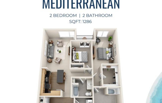 2 beds, 2 baths, 1,286 sqft, $2,543, Unit A425