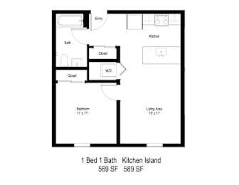 1 bed, 1 bath, 489 sqft, $1,535