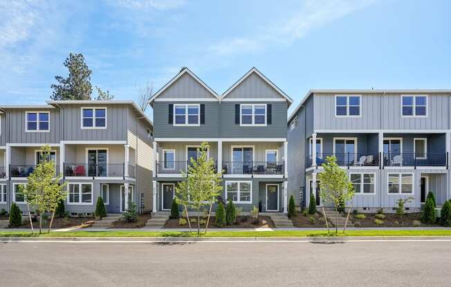 a row of houses on the side of a street
