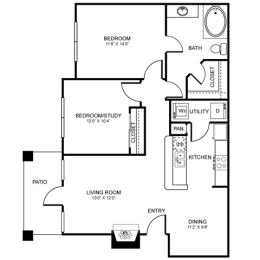 2 beds, 1 bath, 947 sqft, $1,603