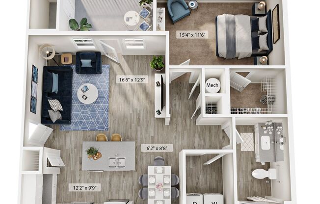1 bed, 1 bath, 855 sqft, $1,830, Unit 1570-203