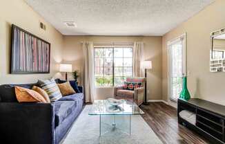 Living room with wood floors
